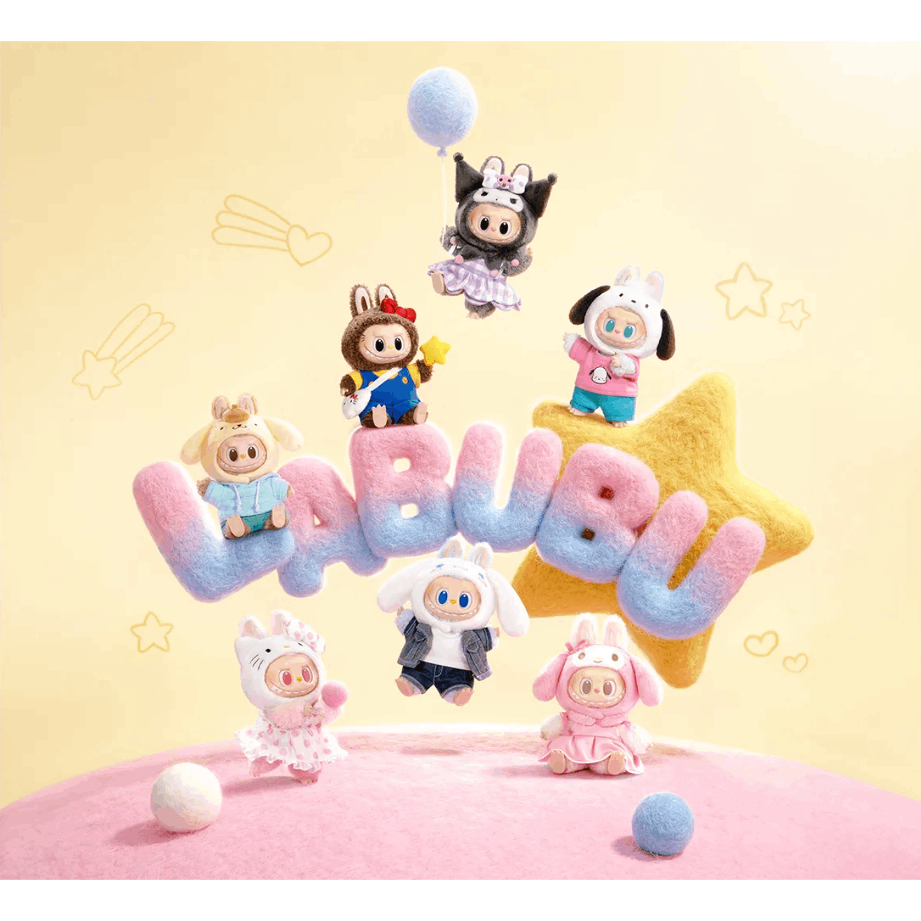 POP MART THE MONSTERS × Hello Kitty and Friends LABUBU Vinyl Plush Keychain 1pc Blind Box Cute Kawaii Sanrio Bag Pendant Blind Box