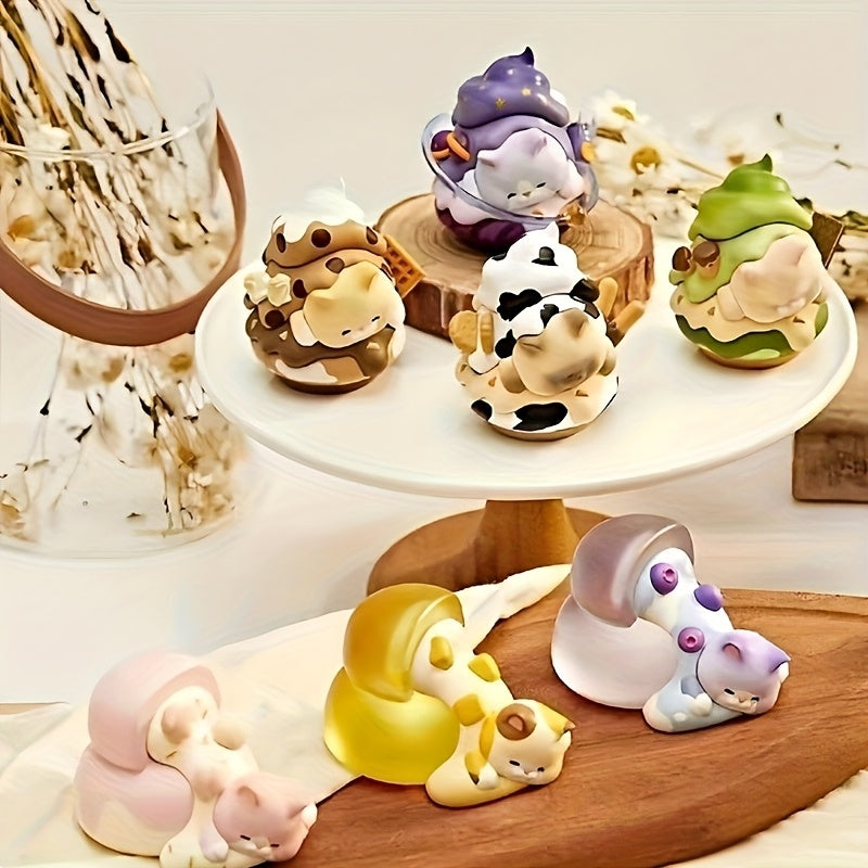 Choose 6 Regular Styles And 2 Hidden Multi-Color Delightful Dessert Afternoon Tea Cat Series at Random