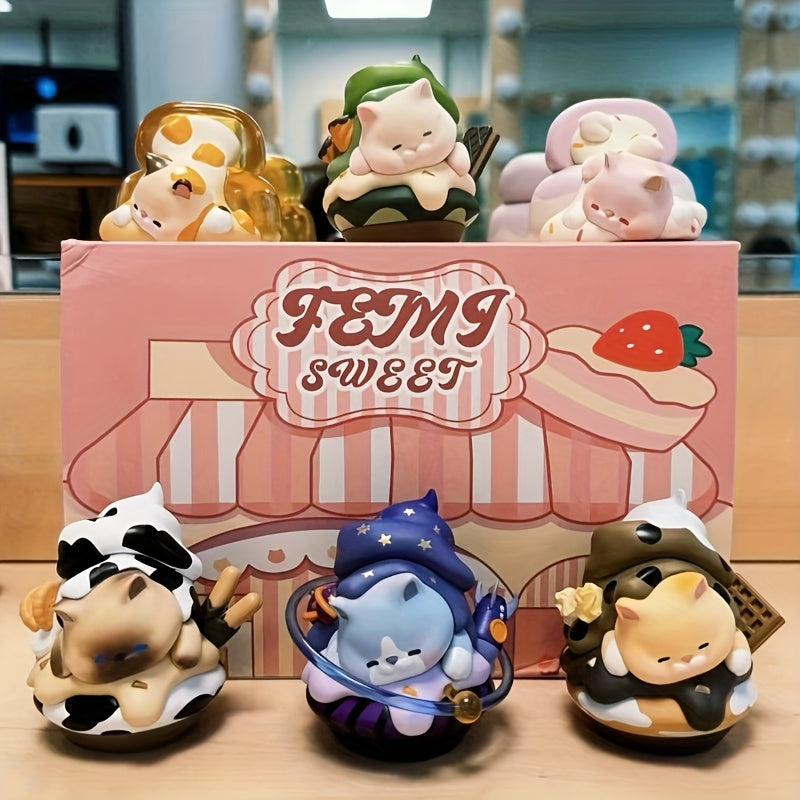 Choose 6 Regular Styles And 2 Hidden Multi-Color Delightful Dessert Afternoon Tea Cat Series at Random
